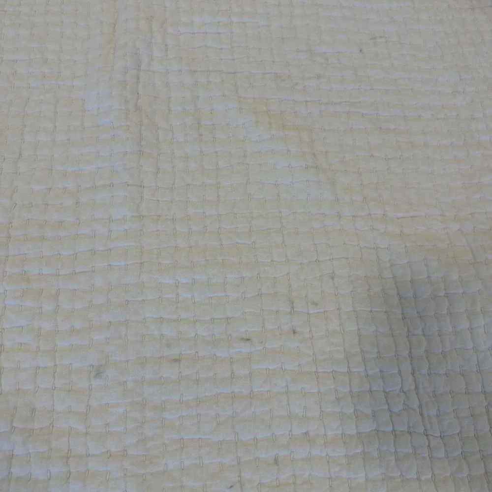 Pottery Barn Pick-Stitch Handcrafted Cotton Linen Quilt King Bed Cover Sz100'x88